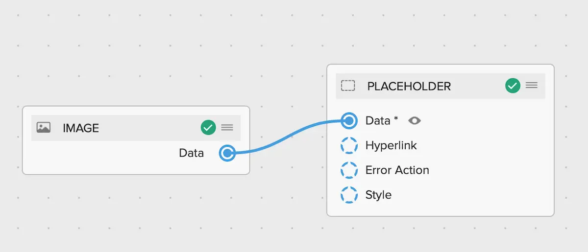 The Image node Data output connected to the central node Data input